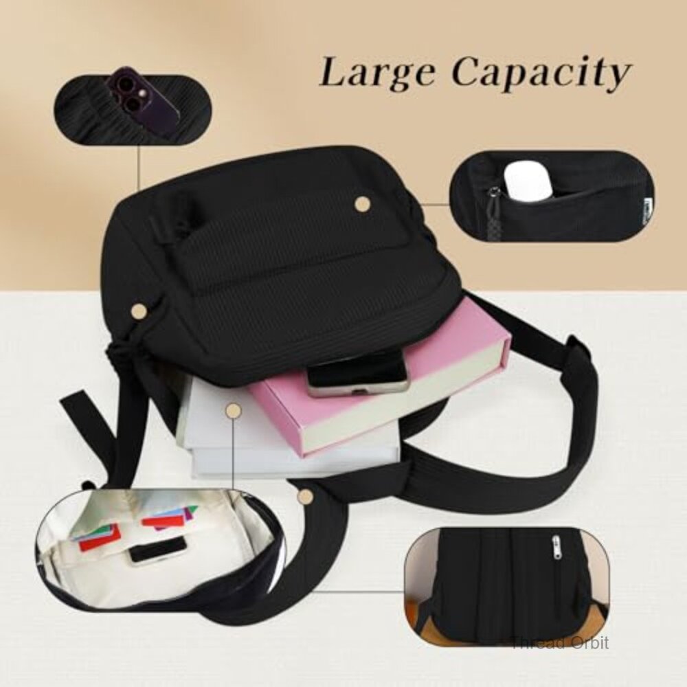 Lightweight Corduroy Backpack, Multi Compartment … - image 5